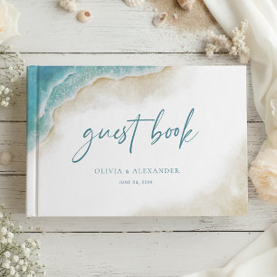 Watercolor Ocean Summer Beach Wedding Guest Book