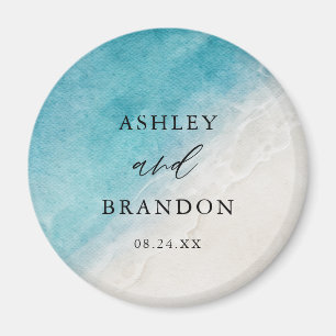 Watercolor Ocean Summer Beach Wedding Party Magnet