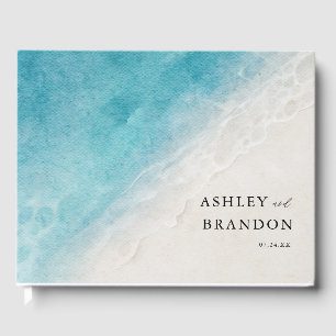 Watercolor Ocean Summer Blue Beach Wedding Guest Book