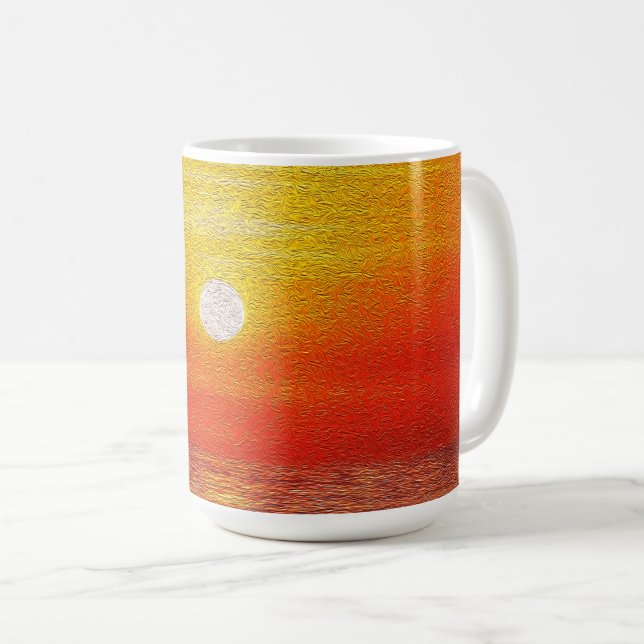 Watercolor Ocean Sunset  Summer Beach Waves     Coffee Mug (Front Right)
