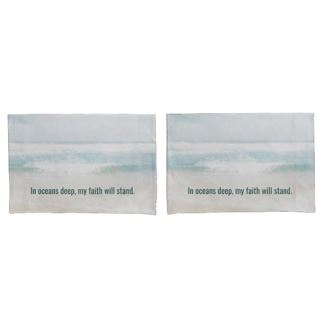 Watercolor Ocean Surf With Inspiring Quote Pillowcase (Front-Set)