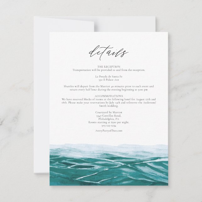 Watercolor Ocean Tropical Beach Details Card (Front)