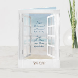 watercolor ocean view and beach wedding invitation