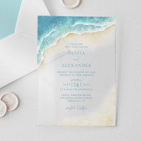 Watercolor Ocean Wave Beach Wedding