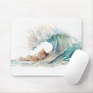 Watercolor Ocean Wave Mouse Mat