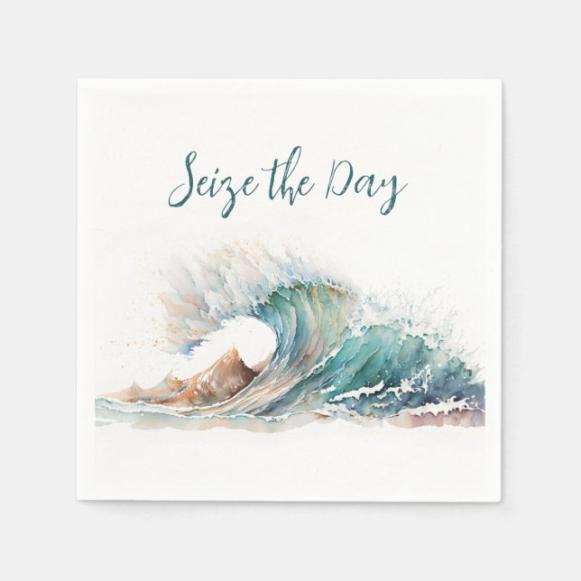 Watercolor Ocean Wave Napkin (Front)