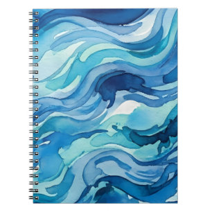 Watercolor Ocean Waves Abstract Notebook