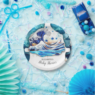 Watercolor Ocean Waves Baby Shower Paper Plate