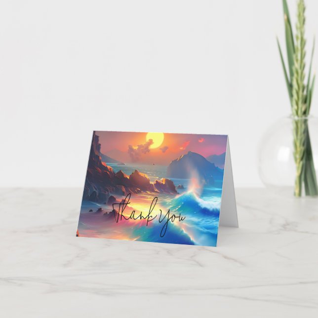 Watercolor ocean waves customisable card (Front)