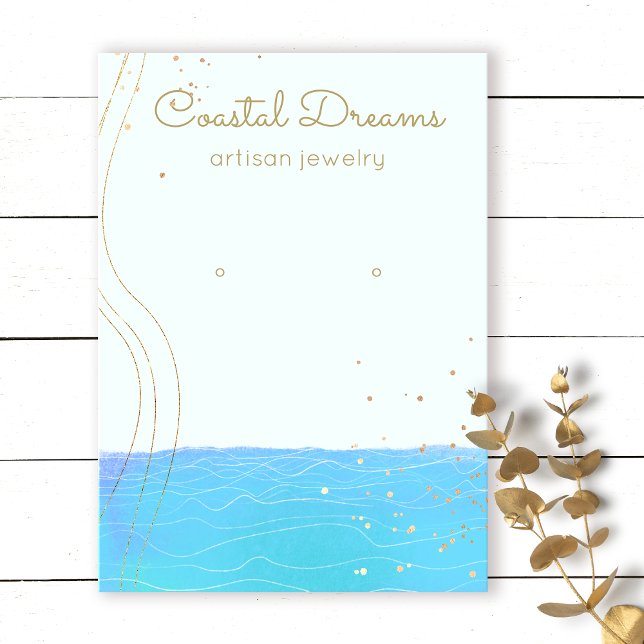 Watercolor Ocean Waves  Earring Display Holder  Bu Business Card (Creator Uploaded)