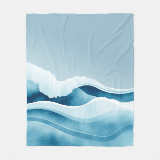 Watercolor Ocean Waves Fleece Blanket