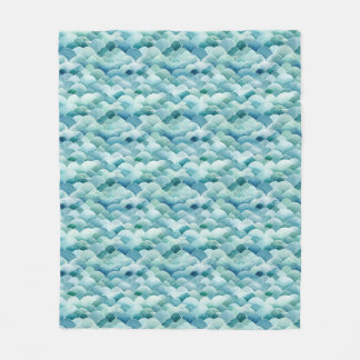 Watercolor Ocean Waves Fleece Blanket