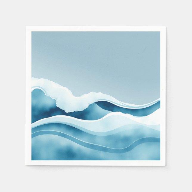 Watercolor Ocean Waves Napkin (Front)