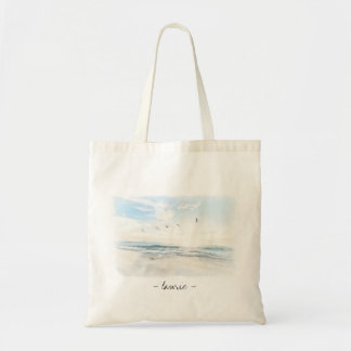 Watercolor Ocean Waves Personalized Tote Bag