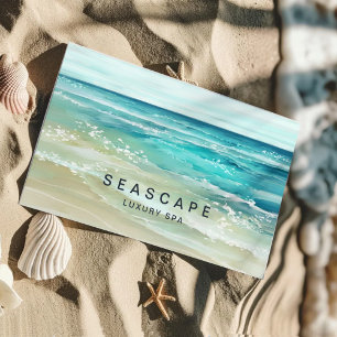 Watercolor Ocean Waves Tropical Sea Business Card