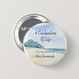 Watercolor Oceanside Beach Celebration Of Life 6 Cm Round Badge