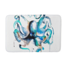 Watercolor Octopus Bath Mat