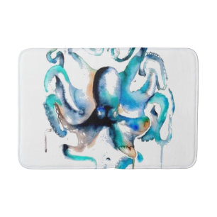 Watercolor Octopus Bath Mat