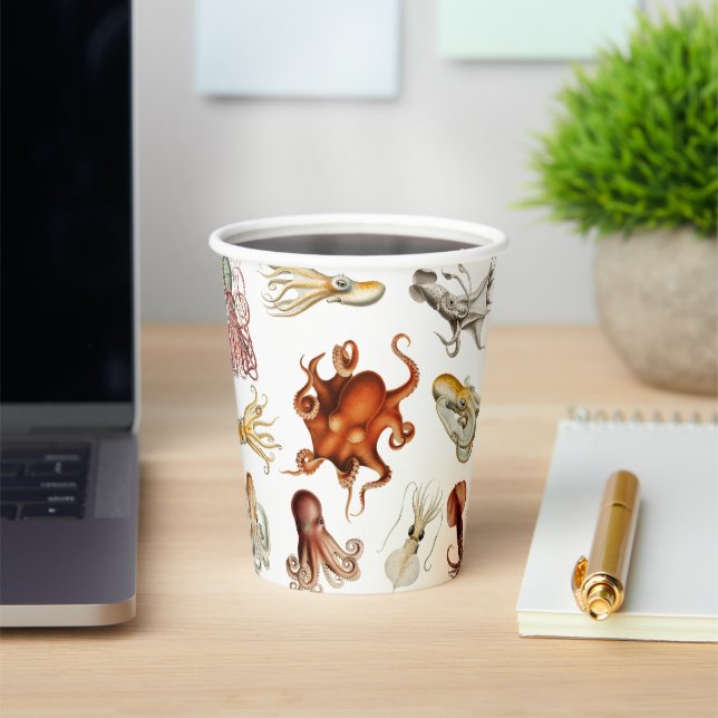 Watercolor Octopus Cephalopod Ocean Animals  Paper Cups (Insitu)