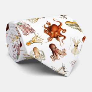 Watercolor Octopus Cephalopod Ocean Animals  Tie
