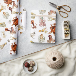 Watercolor Octopus Cephalopod Ocean Animals Wrapping Paper