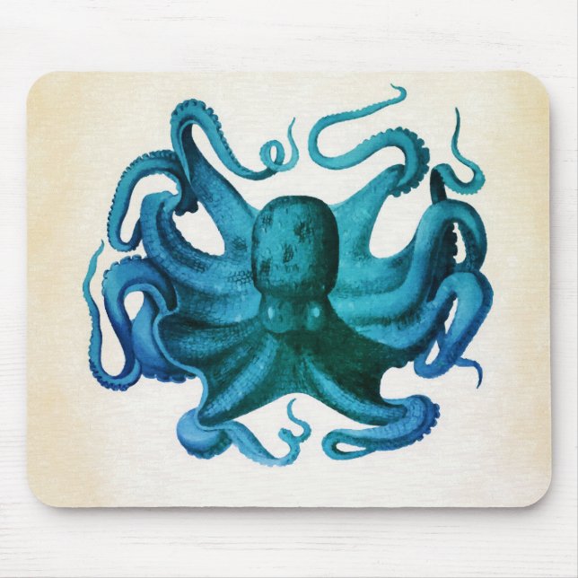 Watercolor Octopus Illustration Mouse Mat (Front)