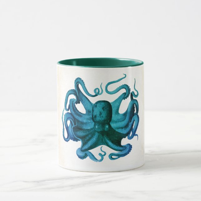 Watercolor Octopus Illustration Mug (Center)