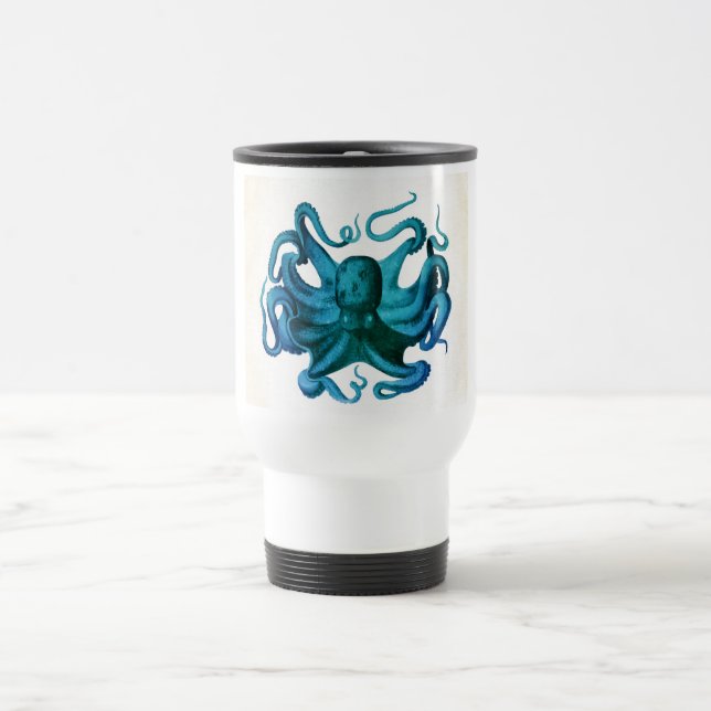 Watercolor Octopus Illustration Travel Mug (Center)