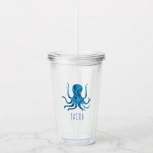 Watercolor Octopus Marine Kids Personalised Acrylic Tumbler