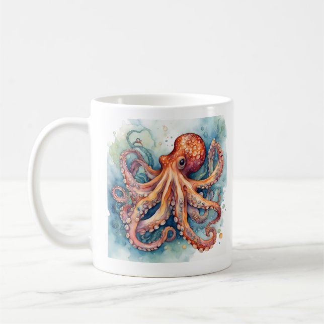 Watercolor octopus mug (Left)