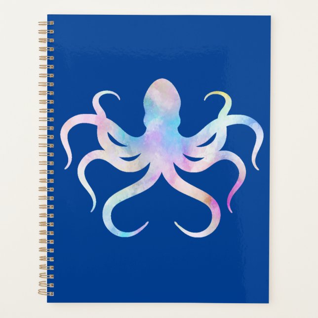 Watercolor octopus notebook planner (Front)