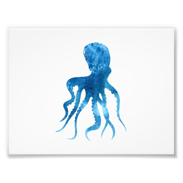 Watercolor octopus silhouette photo print (Front)