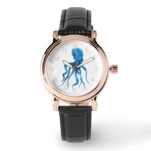 Watercolor octopus silhouette watch