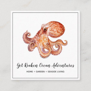 Watercolor Octopus Square Business Card
