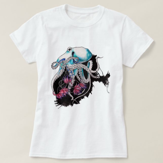 Watercolor Octopus T-Shirt (Design Front)