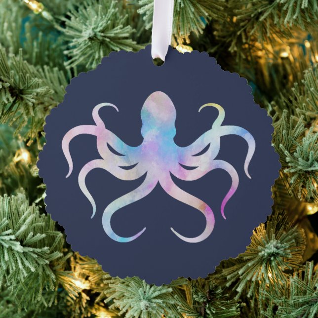 Watercolor octopus tree decoration card (Insitu (Tree))