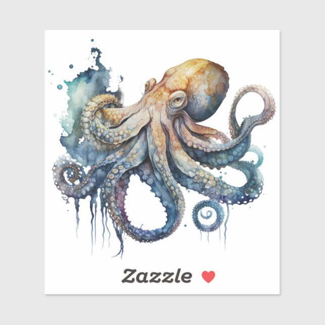  Watercolor Octopus Vinyl Sticker (Sheet)
