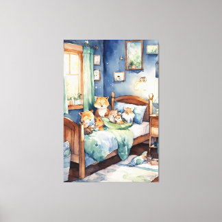 watercolor of adorable critters nursery room art canvas print