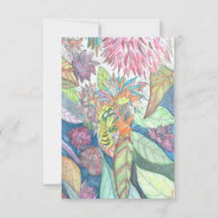 Watercolor of Bee & Flowers Thank You Card