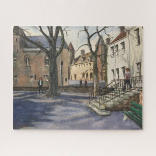Watercolor of Bruges Belgium on a Sunny Day Jigsaw Puzzle