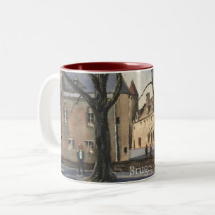 Watercolor of Bruges Belgium on a Sunny Day Two-To Two-Tone Coffee Mug