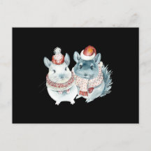 Watercolor of cute chinchillas