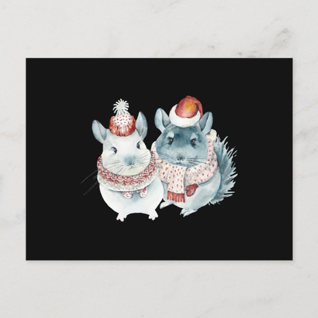 Watercolor of cute chinchillas postcard (Front)