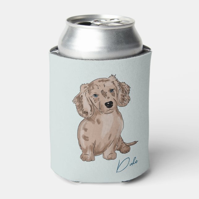 watercolor of dachshund merle on can cooler  (Can Front)