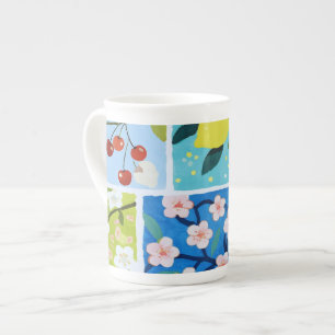 Watercolor of Lemon and Cherry Blossom Bone China Mug