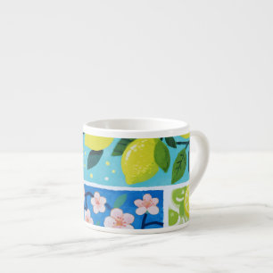 Watercolor of Lemon and Cherry Blossom Espresso Cup