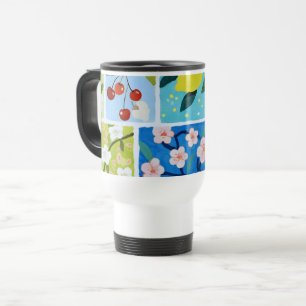 Watercolor of Lemon and Cherry Blossom Travel Mug