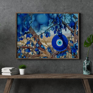 Watercolor of Tree Decorated with Nazars Poster