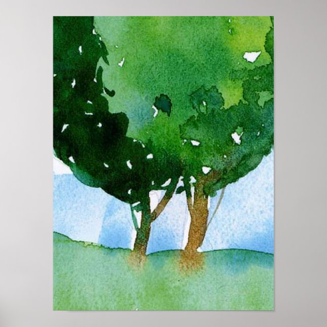 watercolor of tree landscape poster (Front)