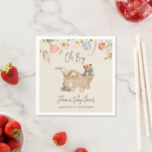 Watercolor Oh Boy Boho Nursery Baby Shower Nap Napkin
